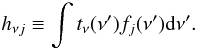 \appendix \setcounter{section}{1} \begin{eqnarray} h_{\nu j}\equiv \int t_\nu(\nu')f_j(\nu'){\rm d}\nu' \label{mixmat}. \end{eqnarray}