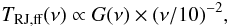 \begin{eqnarray} T_{\rm RJ,ff}(\nu)\propto G(\nu) \times (\nu/10)^{-2},\, \label{ff} \end{eqnarray}