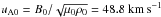 \hbox{$u_{\rm A0}=B_{0}/\sqrt{\mu_0 \rho_{0}}= 48.8\ \mathrm{km\,s^{-1}}$}