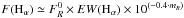 \hbox{$F({\rm H}_\alpha)\simeq F^0_R\times EW({\rm H}_\alpha) \times 10^{(-0.4\cdot m_R)}$}