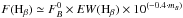 \hbox{$F({\rm H}_\beta)\simeq F^0_B\times EW({\rm H}_\beta) \times 10^{(-0.4\cdot m_B)} $}