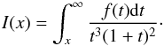 \appendix \setcounter{section}{1} \begin{equation} I(x)=\int_x^\infty \frac{f(t)\d t}{t^3(1+t)^2}\cdot \end{equation}