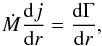 \begin{equation} \label{eq:bl_AM_balance_1} \dot{M}\frac{\mathrm{d}j}{\mathrm{d}r} = \frac{\mathrm{d}\Gamma}{\mathrm{d} r} , \end{equation}