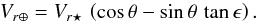 \begin{equation} V_{{r\oplus}} = V_{{r\star}} \, \left( \cos{\theta} -\sin{\theta} \, \tan{\epsilon} \right). \label{eq:vobs} \end{equation}