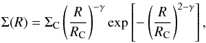\appendix \setcounter{section}{1} \begin{equation} \Sigma (R) = \Sigma_{\rm C} \left ( \frac{R}{R_{\rm{C}}} \right ) ^{-\gamma} \exp \left [-\left (\frac{R}{R_{\rm{C}}} \right )^{2-\gamma} \right ], \end{equation}