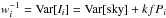 \hbox{$w_i^{-1}=\mathrm{Var}[I_i] = \mathrm{Var}[{\rm sky}]+k f P_i$}