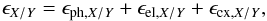 \begin{equation} \epsilon_{{X/Y}}=\epsilon_{\mathrm{ph,}X/Y}+\epsilon_{\mathrm{el,}X/Y}+\epsilon_{\mathrm{cx,}X/Y}, \label{eq:epsXY} \end{equation}