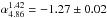 \hbox{$\alpha^{1.42}_{4.86} = -1.27\pm0.02$}