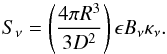 \appendix \setcounter{section}{2} \begin{equation} \label{radio flux} S_{\nu}=\left(\frac{4\pi R^{3}}{3D^{2}}\right)\epsilon B_{\nu}\kappa_{\nu} . \end{equation}