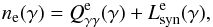\begin{eqnarray} \label{elec} \nel(\gamma)=\textit{Q}^{\rm e}_{\gamma \gamma}(\gamma)+\textit{L}^{\rm e}_{\rm syn}(\gamma), \end{eqnarray}