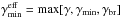 \hbox{$\gamma_{\rm min}^{\rm eff}=\textrm{max}[\gamma,\gmn,\gcr]$}
