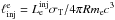 \hbox{$\leinj = L_{\rm e}^{\rm inj} \sth / 4 \pi R \me c^3 $}