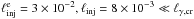 \hbox{$\leinj=3 \times 10^{-2},\linj=8\times10^{-3}\ll \lcr$}