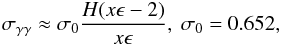 \begin{eqnarray} \sgg \approx \sigma_0 \frac{H(x\epsilon-2)}{x\epsilon}, \ \sigma_0=0.652, \end{eqnarray}
