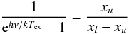 $$ \frac{1}{{\rm e}^{h \nu/kT_{\rm ex}}-1} = \frac{x_u}{x_l-x_u} $$