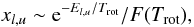 $$ x_{l,u} \sim {\rm e}^{-E_{l,u}/T_{\rm rot}}/F(T_{\rm rot}), $$