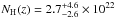 \hbox{$N_{\rm H}(z)=2.7^{+4.6}_{-2.6}\times 10^{22}$}