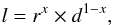 \begin{equation} l=r^{x}\times d^{1-x}, \label{eq:geometricMean} \end{equation}