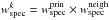 \hbox{$w^{k}_{\rm spec} = w^{\rm prin}_{\rm spec} \times w^{\rm neigh}_{\rm spec}$}