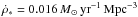 \hbox{$\dot{\rho}_{*}=0.016~{\rm {\it M}_{\odot}\,yr^{-1}\,Mpc^{-3}}$}