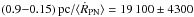 \hbox{${(0.9{-}0.15)\,\mathrm{pc}/\langle\dot{R}_{\rm PN}\rangle = 19\,100\pm 4300}$}
