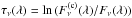 \hbox{$\tau_\nu(\lambda) = \ln{(F_\nu^\mathrm{(c)}(\lambda)/F_\nu(\lambda))}$}