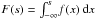 \hbox{$F(s) = \int_{-\infty}^s\!f(x)\,\dif x$}