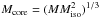 \hbox{$\mcore=(M \miso^{2})^{1/3}$}