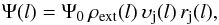\begin{equation} \Psi(l) = \Psi_0\, \rho_{\rm ext}(l)\, \upsilon_{\rm j}(l)\, r_{\rm j}(l) , \end{equation}
