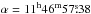 \hbox{$\alpha=11^{\mathrm{h}}46^{\mathrm{m}}57\fs38$}