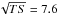 \hbox{$\sqrt{TS} = 7.6$}