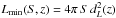 \hbox{$L_\mathrm{min}(S,z) = 4\pi\,S\,d_{L}^2(z)$}