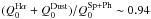 \hbox{$(Q_{\mathrm{0}}^{\mathrm{H\alpha}}+Q_{\mathrm{0}}^{\mathrm{Dust}})/Q_{\mathrm{0}}^{\mathrm{Sp+Ph}} \sim0.94$}