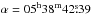 \hbox{$\alpha=05^{\rm h}38^{\rm m} 42\fs39$}