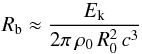 \appendix \setcounter{section}{1} \begin{equation} R_{\rm b}\approx {E_{\rm k}\over 2 \pi\, \rho_0\, R_0^2\, c^3} \label{Rbw} \end{equation}