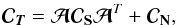 \begin{equation} {\Cb}_{\Tb} = \Ab \Cb_{\Sb} \Ab^{T} + \Cb_{\Nb}, \label{ctnoised} \end{equation}