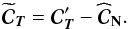 \begin{eqnarray} \widetilde{{\Cb}}_{\Tb} = {\Cb}_{\Tb}' - \widehat{\Cb}_{\Nb}. \label{unbiasedest} \end{eqnarray}