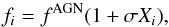 \begin{equation} f_i = f^{\mathrm{AGN}}(1+\sigma X_i), \end{equation}