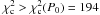 \hbox{$\chi^2_{\rm c}>\chi^2_{\rm c}(P_0)=194$}