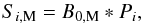 \begin{equation} S_{i,\mathrm{M}}=B_{\rm 0, \mathrm{M}} * P_{i}, \label{eq:mercury} \end{equation}