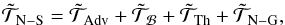 \begin{equation} {\tilde{\mathcal T}}_{\rm N-S}={\tilde{\mathcal T}}_{\rm Adv}+{\tilde{\mathcal T}}_{\mathcal B}+{\tilde{\mathcal T}}_{\rm Th}+{\tilde{\mathcal T}}_{\rm N-G}, \label{RelaxThEq} \end{equation}