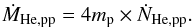 \appendix \setcounter{section}{1} \begin{eqnarray} \dot{M}_{\mathrm{He,pp}}=4m_{\rm p}\times\dot{N}_{\rm He,pp}. \end{eqnarray}