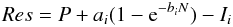\begin{equation} Res = P + a_i(1-{\rm e}^{-b_iN}) - I_i \label{eq:res} \end{equation}
