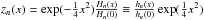 \hbox{$z_{n}(x)=\exp (-\frac{1}{4}x^{2})\frac{H_{n}(x)}{H_{n}(0)} \equiv \frac{h_{n}(x)}{h_{n}(0)}\exp (\frac{1}{4}x^{2})$}