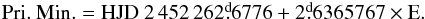 \begin{eqnarray*} \rm Pri.\ Min. = HJD\ 2\,452\,262\fd6776 + 2\fd6365767 \times E. \end{eqnarray*}