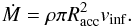 \begin{eqnarray} \dot{M} = \rho\pi R^{2}_{\rm acc}v_{\rm inf}. \end{eqnarray}
