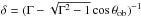 \hbox{$\delta=(\Gamma-\sqrt{\Gamma^2-1}\cos{\theta_{\rm ob}})^{-1}$}