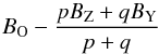 \begin{equation} B_{\rm O} - \frac {pB_{\rm Z} + qB_{\rm Y}}{p + q} \end{equation}