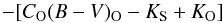 \begin{equation} - [C_{\rm O}(B-V)_{\rm O} - K_{\rm S} + K_{\rm O}] \end{equation}