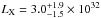 \hbox{$L_{\rm X}=3.0_{-1.5}^{+1.9}\times10^{32}$}
